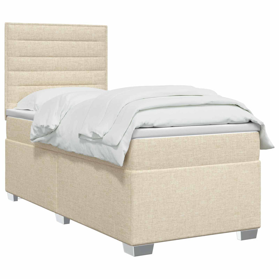 Boxspringbed met matras Crèmekleurig 100 x 200 cm Stof