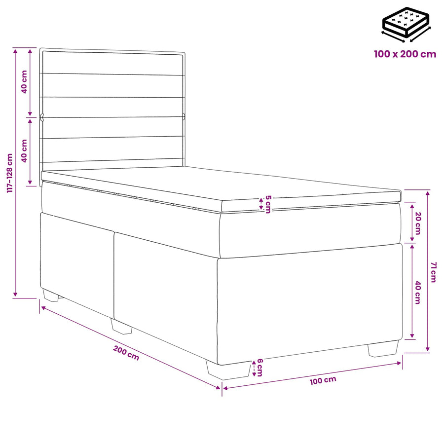 Boxspringbed met matras Crèmekleurig 100 x 200 cm Stof
