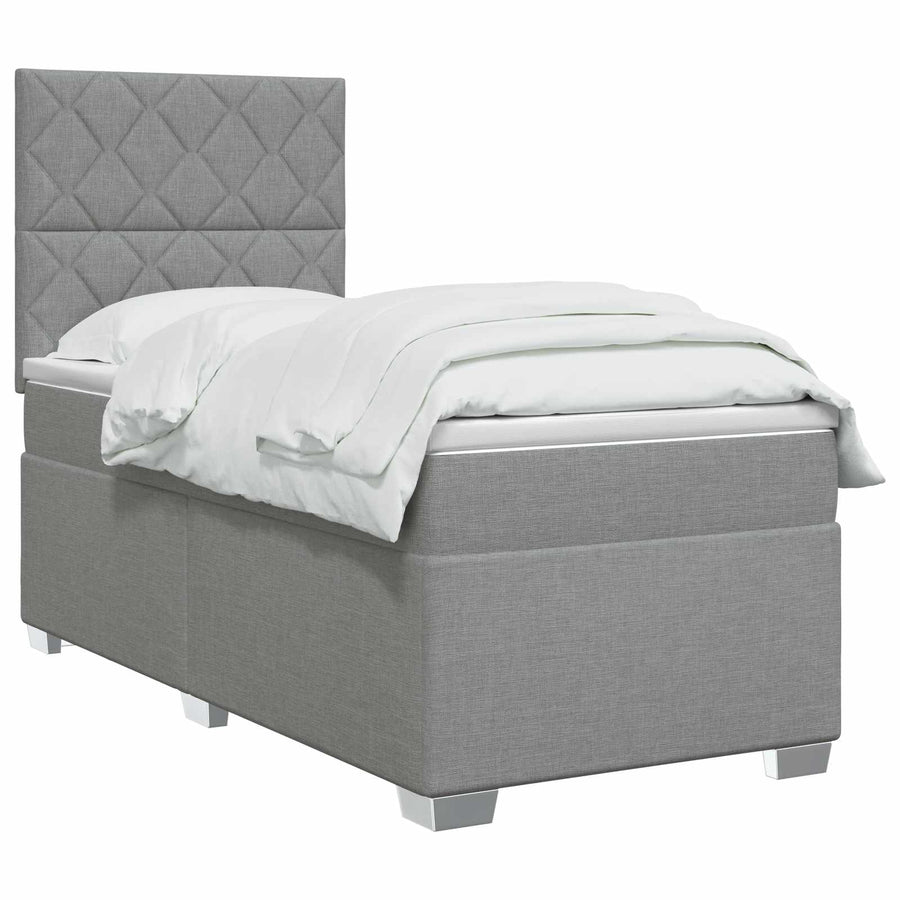 Boxspringbed met matras Lichtgrijs 100 x 200 cm Stof