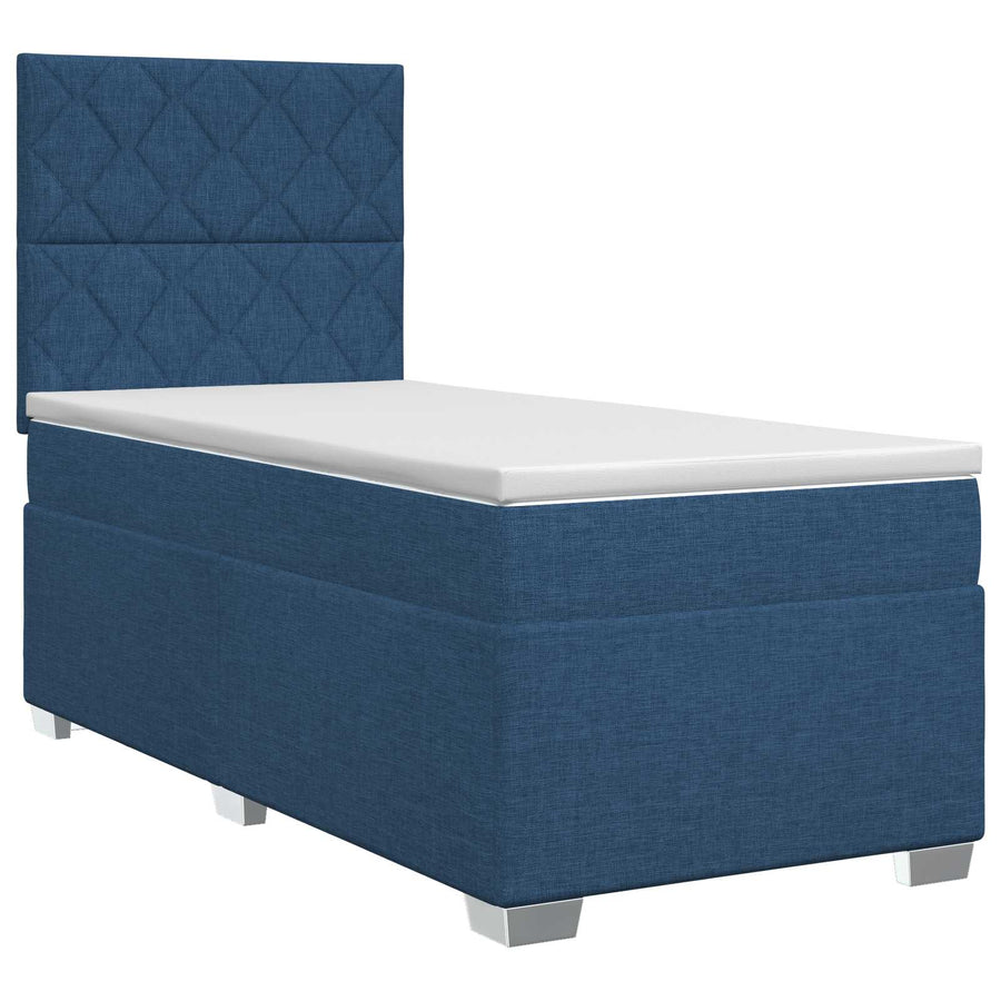 Boxspringbed met matras met hoofdeinde Blauw 100 x 200 cm Stof