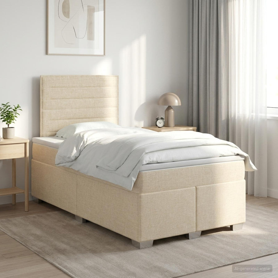 Boxspringbed met matras Crèmekleurig 120 x 190 cm Stof