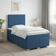 Boxspringbed 120x200 cm blauw stof met hoofdeinde