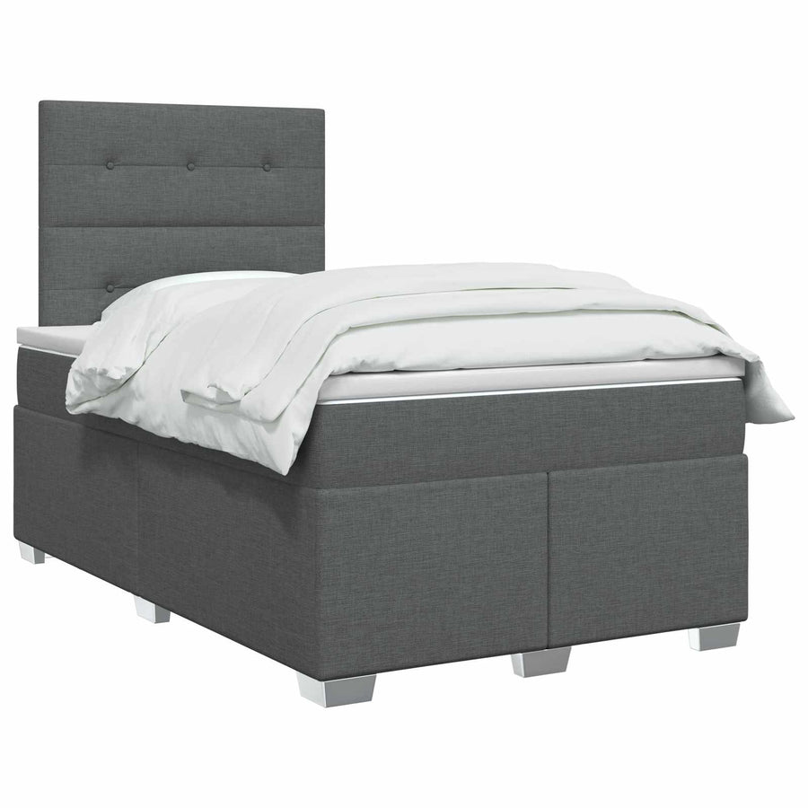 Boxspringbed met matras Donkergrijs 120 x 190 cm Stof