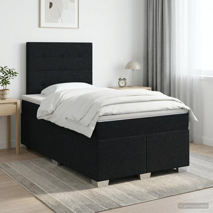 Boxspringbed met matras met hoofdeinde Zwart 120 x 190 cm Stof