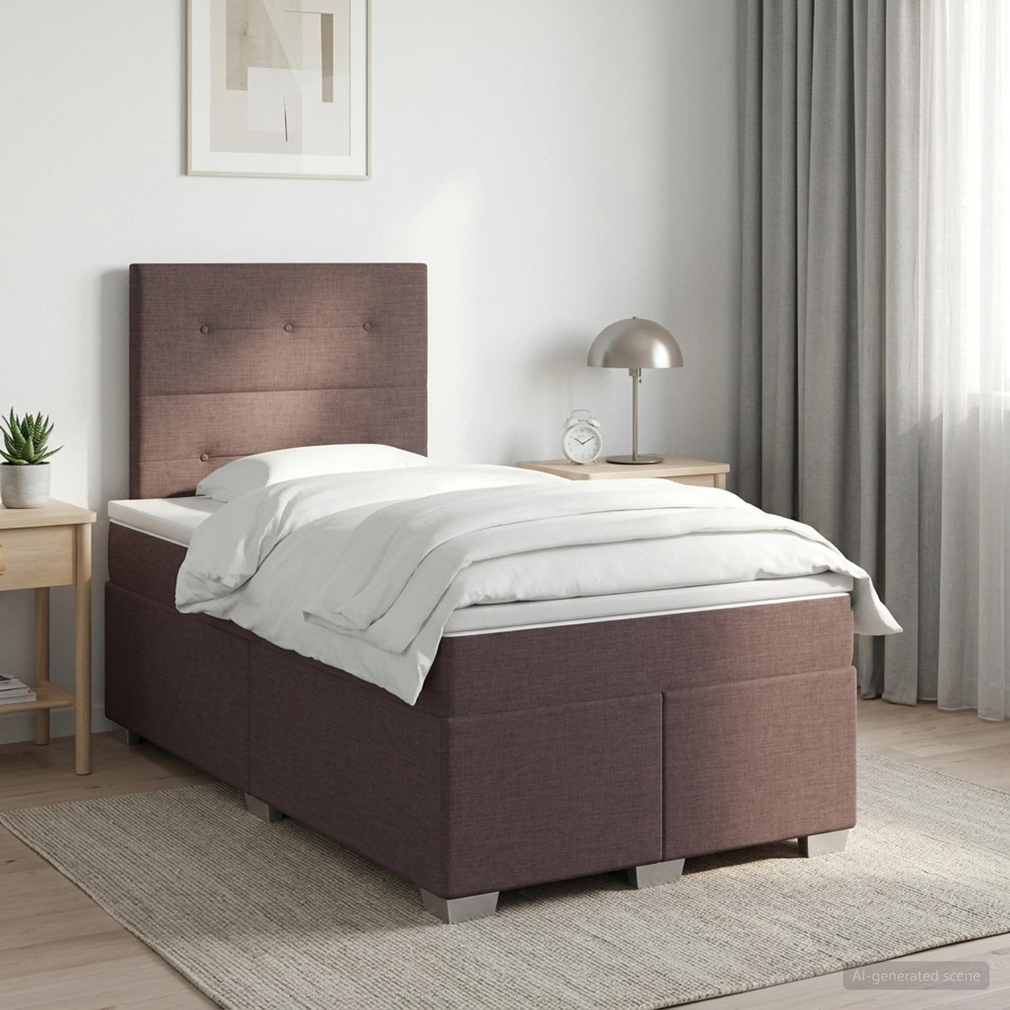 Boxspringbed met matras Donkerbruin 120 x 190 cm Stof