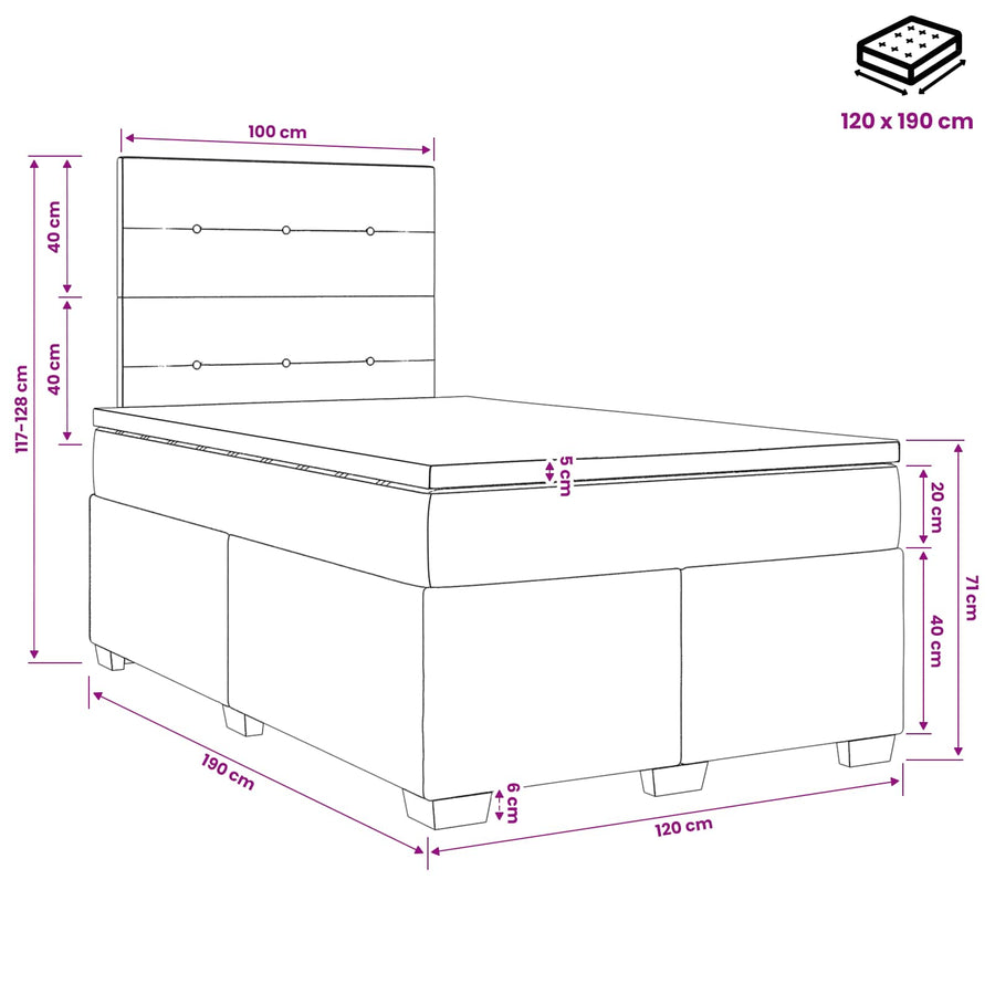 Boxspringbed met matras met hoofdeinde Taupe 120 x 190 cm Stof