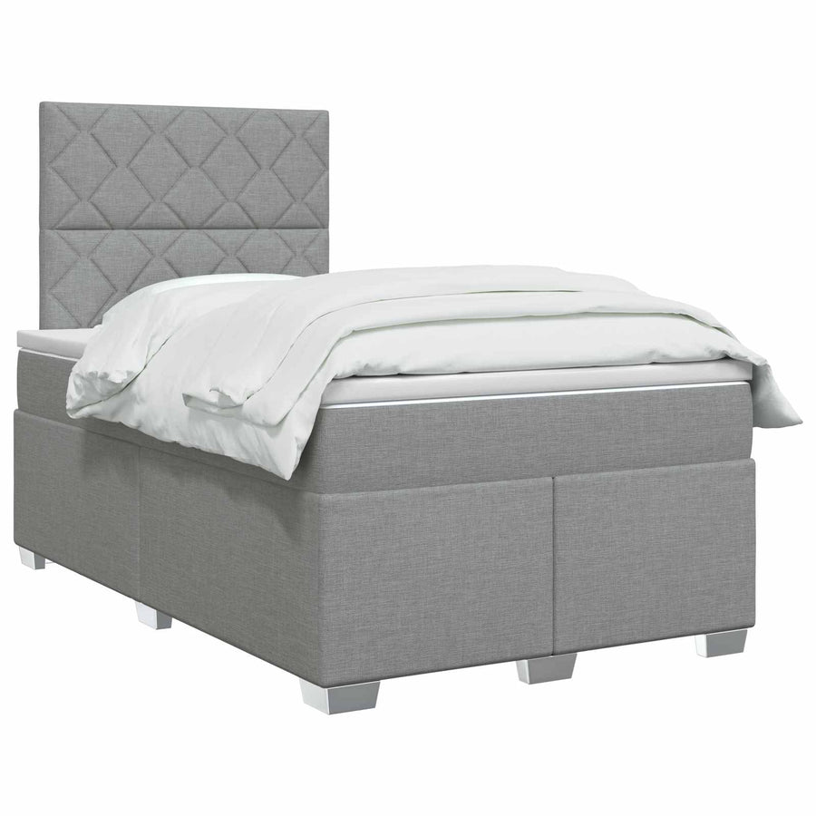 Boxspringbed met matras Lichtgrijs 120 x 190 cm Stof