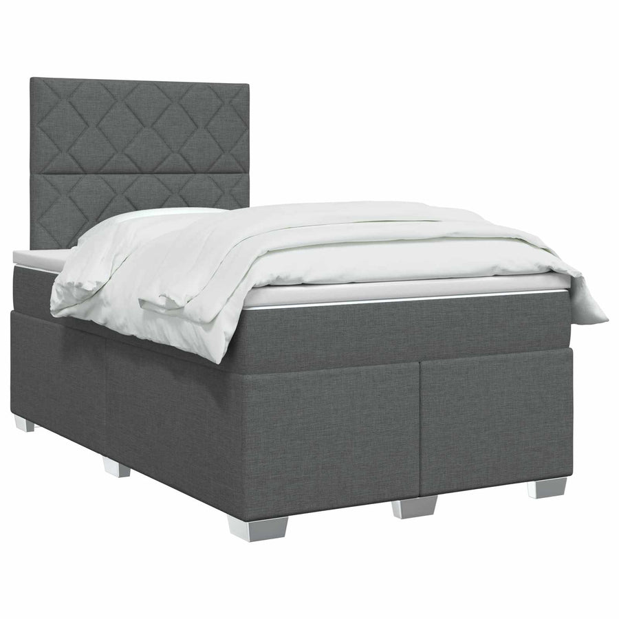 Boxspringbed met matras Donkergrijs 120 x 190 cm Stof