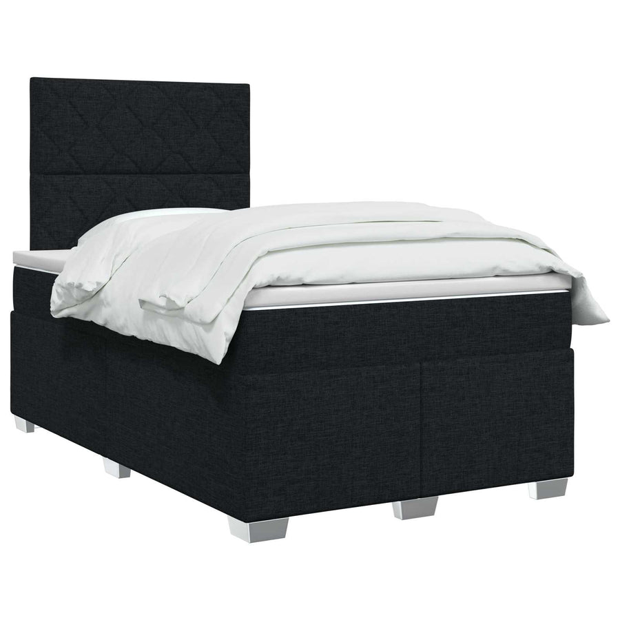 Boxspringbed met matras met hoofdeinde Zwart 120 x 190 cm Stof