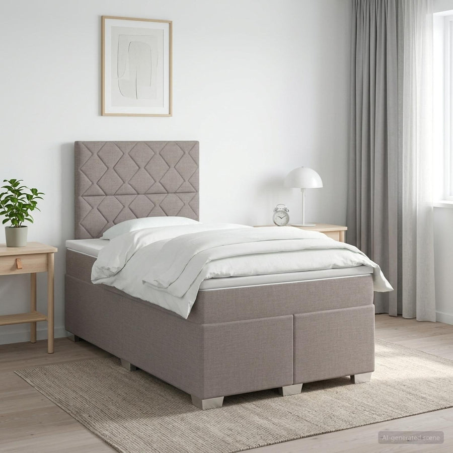 Boxspringbed met matras met hoofdeinde Taupe 120 x 190 cm Stof