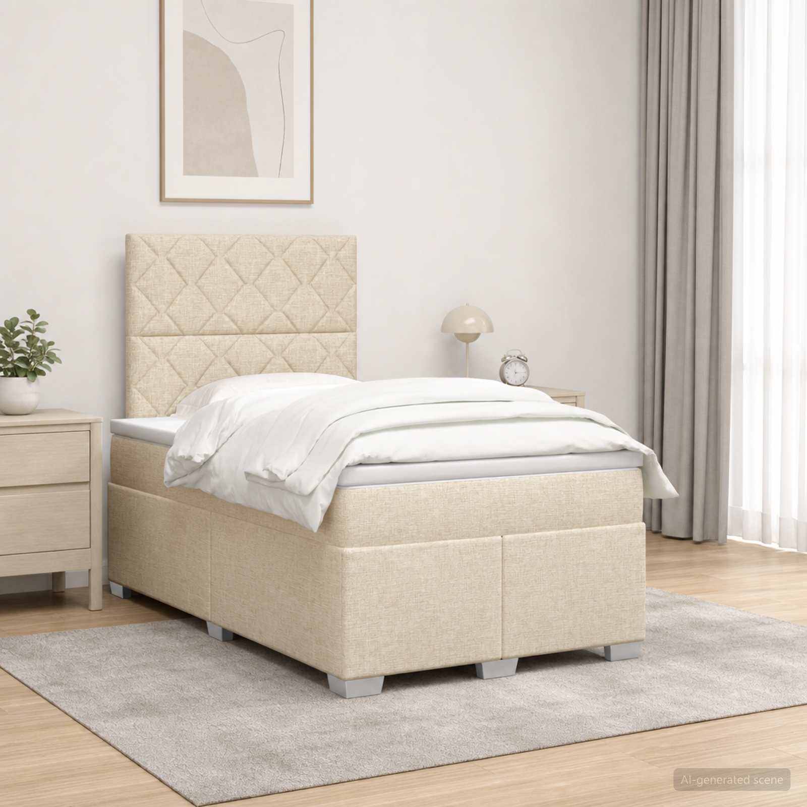 Boxspringbed met matras Crèmekleurig 120 x 200 cm Stof