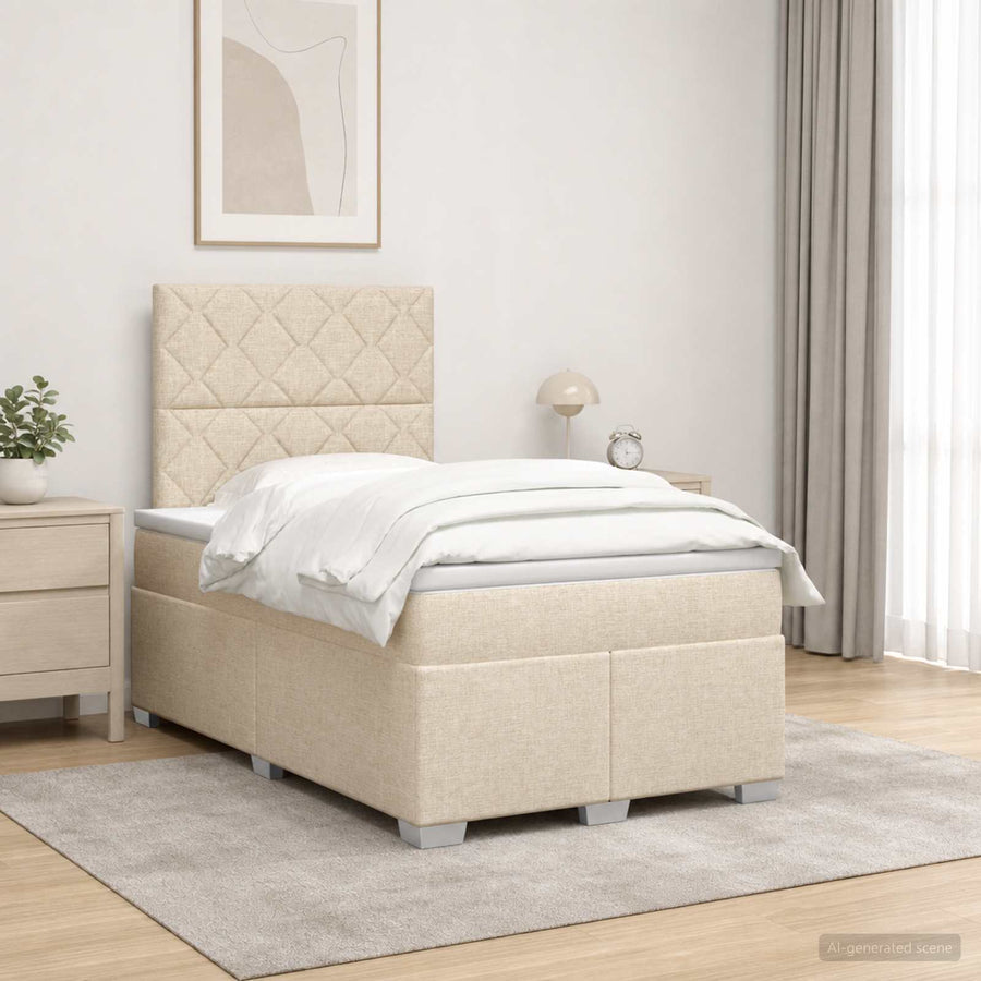 Boxspringbed met matras Crèmekleurig 120 x 200 cm Stof