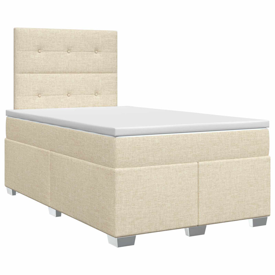 Boxspringbed met matras Crèmekleurig 120 x 200 cm Stof