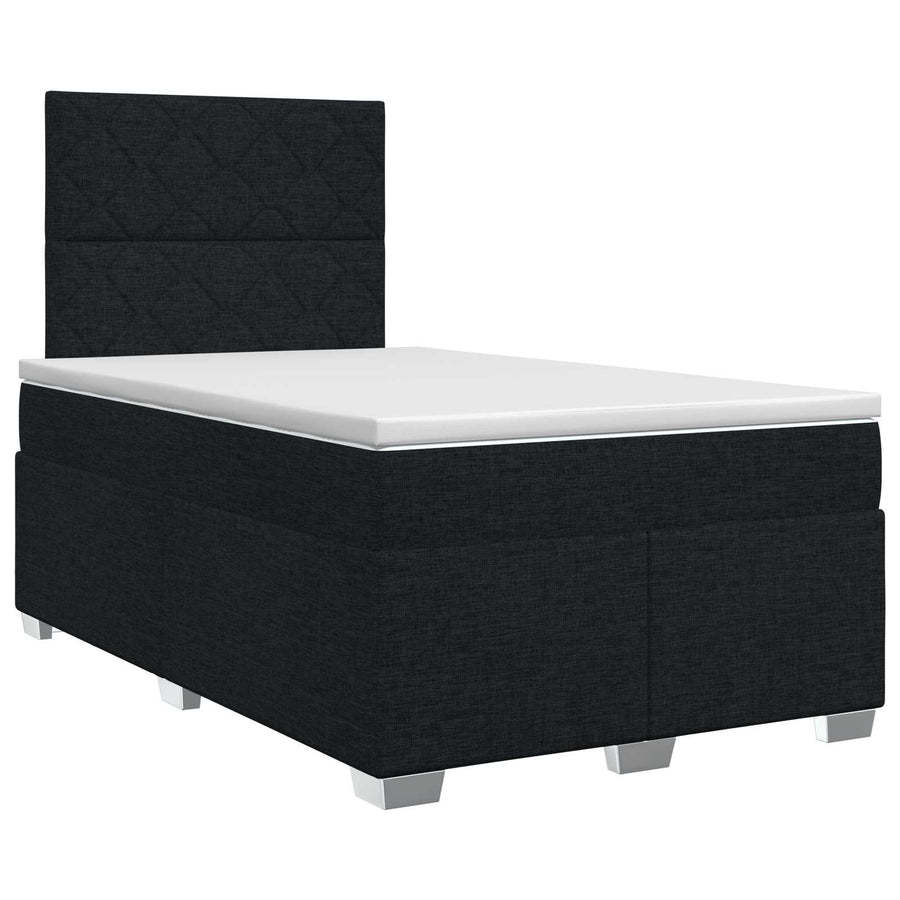 Boxspringbed met matras met hoofdeinde Zwart 120 x 200 cm Stof
