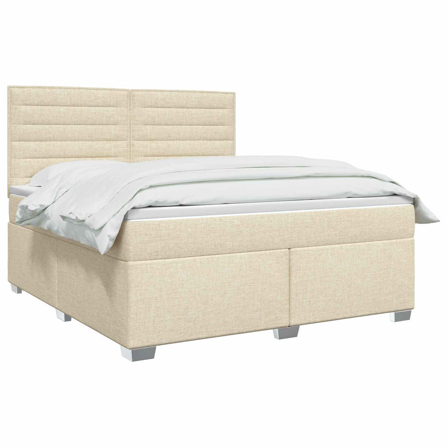 Boxspringbed met matras Crèmekleurig 140 x 190 cm Stof