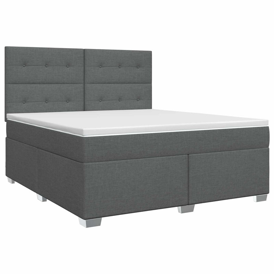 Boxspringbed met matras Donkergrijs 140 x 190 cm Stof