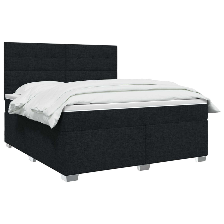 Boxspringbed met matras met hoofdeinde Zwart 140 x 200 cm Stof