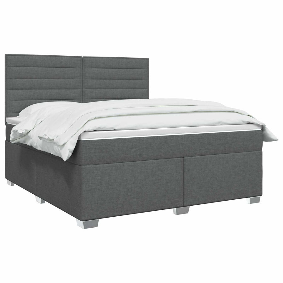 Boxspringbed met matras Donkergrijs 160 x 200 cm Stof