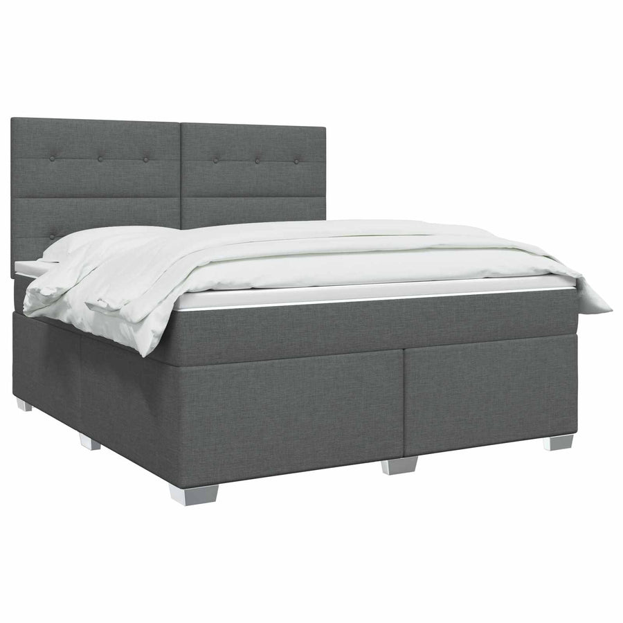 Boxspringbed met matras Donkergrijs 160 x 200 cm Stof
