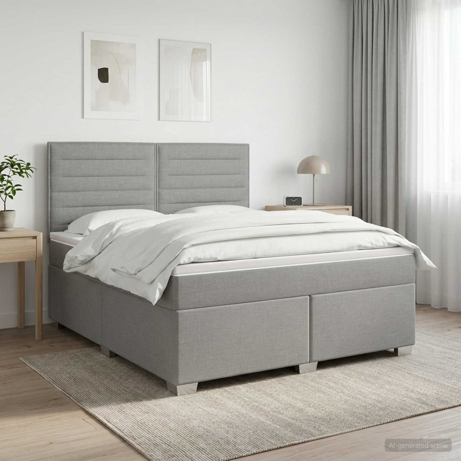Boxspringbed met matras Lichtgrijs 180 x 200 cm Stof