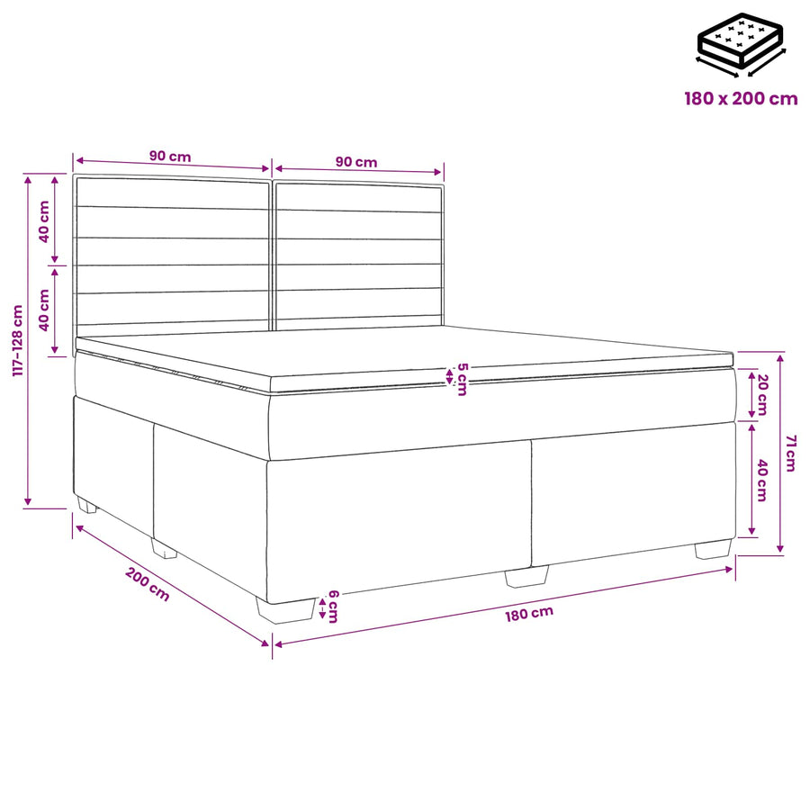Boxspringbed met matras met hoofdeinde Zwart 180 x 200 cm Stof
