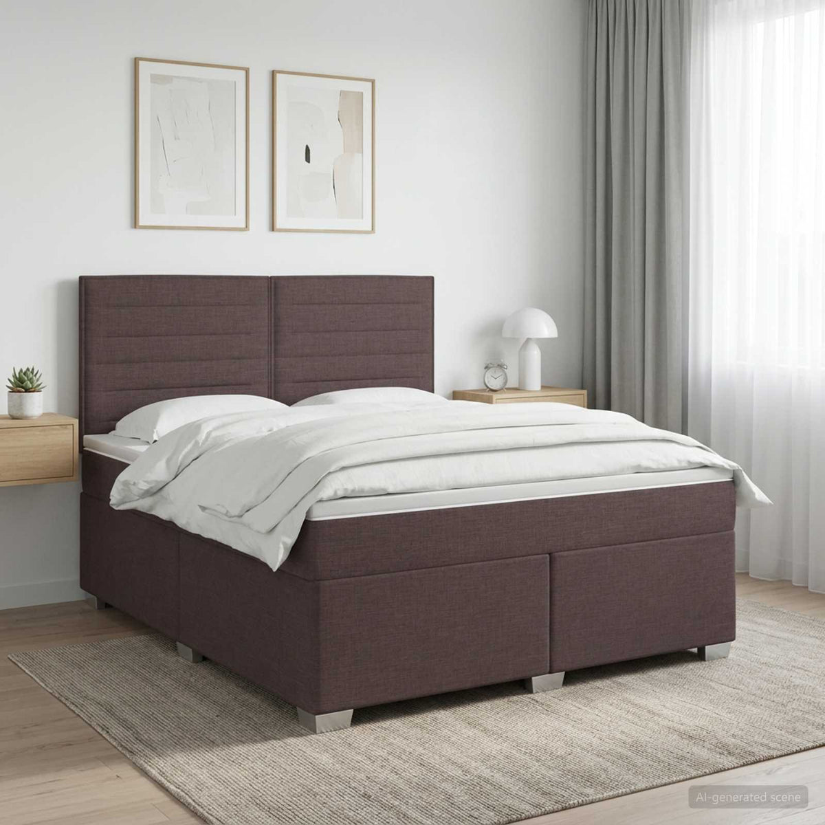 Boxspringbed met matras Donkerbruin 160 x 200 cm Stof