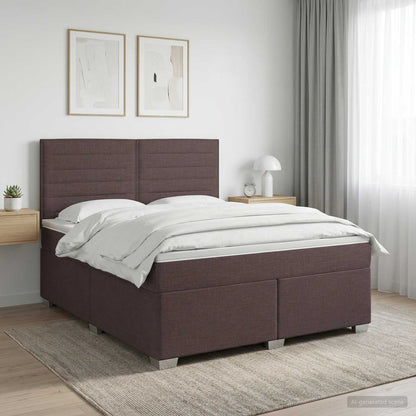 Boxspringbed met matras Donkerbruin 160 x 200 cm Stof