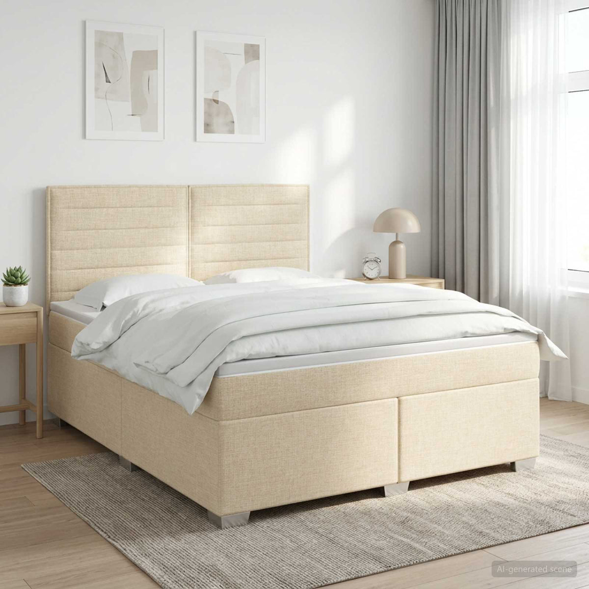 Boxspringbed met matras Crèmekleurig 160 x 200 cm Stof