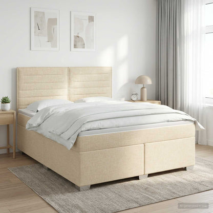 Boxspringbed met matras Crèmekleurig 180 x 200 cm Stof
