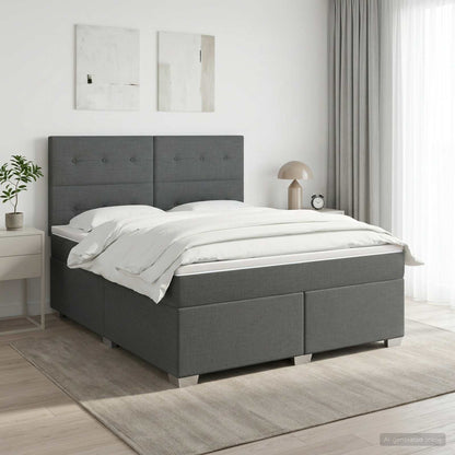 Boxspringbed met matras Donkergrijs 180 x 200 cm Stof