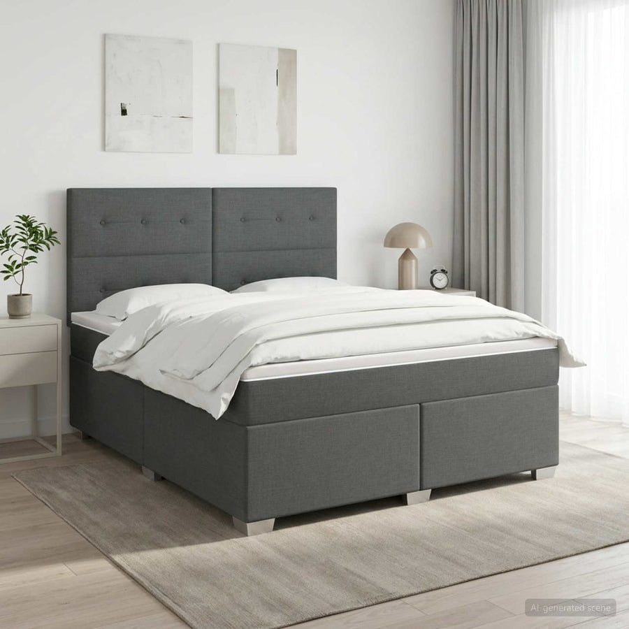 Boxspringbed met matras Donkergrijs 180 x 200 cm Stof