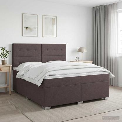Boxspringbed met matras Donkerbruin 180 x 200 cm Stof