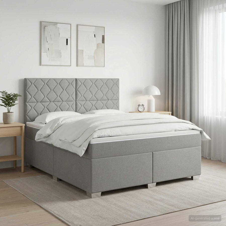 Boxspringbed met matras Lichtgrijs 180 x 200 cm Stof