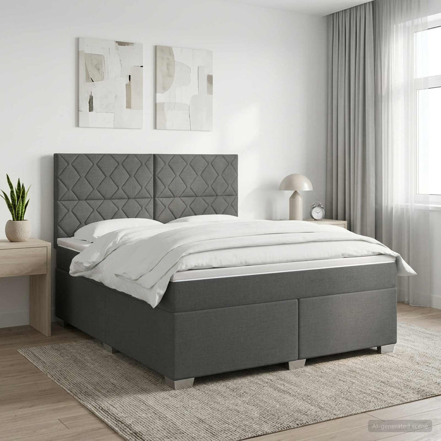 Boxspringbed met matras Donkergrijs 140 x 200 cm Stof