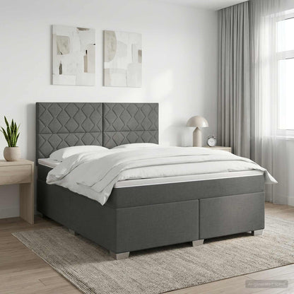 Boxspringbed met matras Donkergrijs 180 x 200 cm Stof