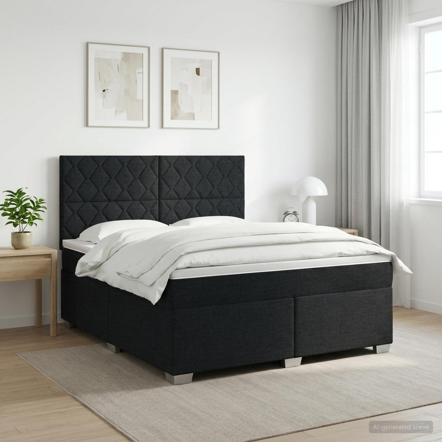 Boxspringbed met matras met hoofdeinde Zwart 140 x 200 cm Stof