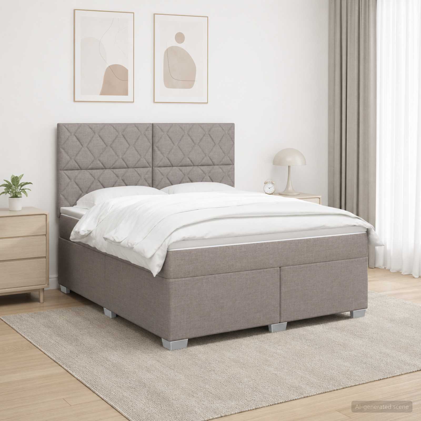 Boxspringbed met matras met hoofdeinde Taupe 140 x 200 cm Stof