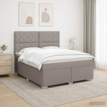 Boxspringbed met matras met hoofdeinde Taupe 180 x 200 cm Stof