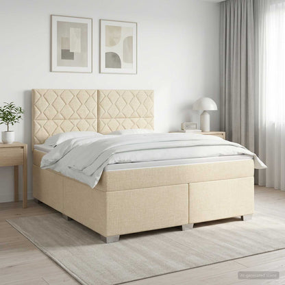 Boxspringbed met matras Crèmekleurig 160 x 200 cm Stof