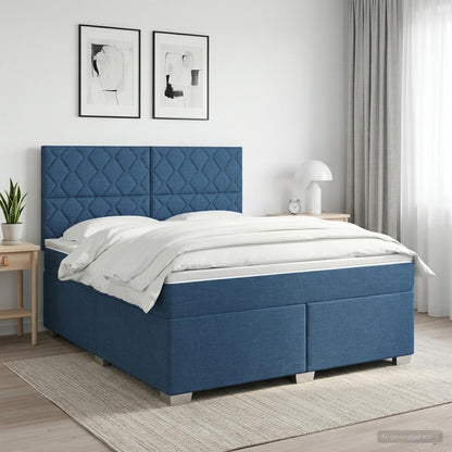 Boxspringbed met matras met hoofdeinde Blauw 140 x 200 cm Stof