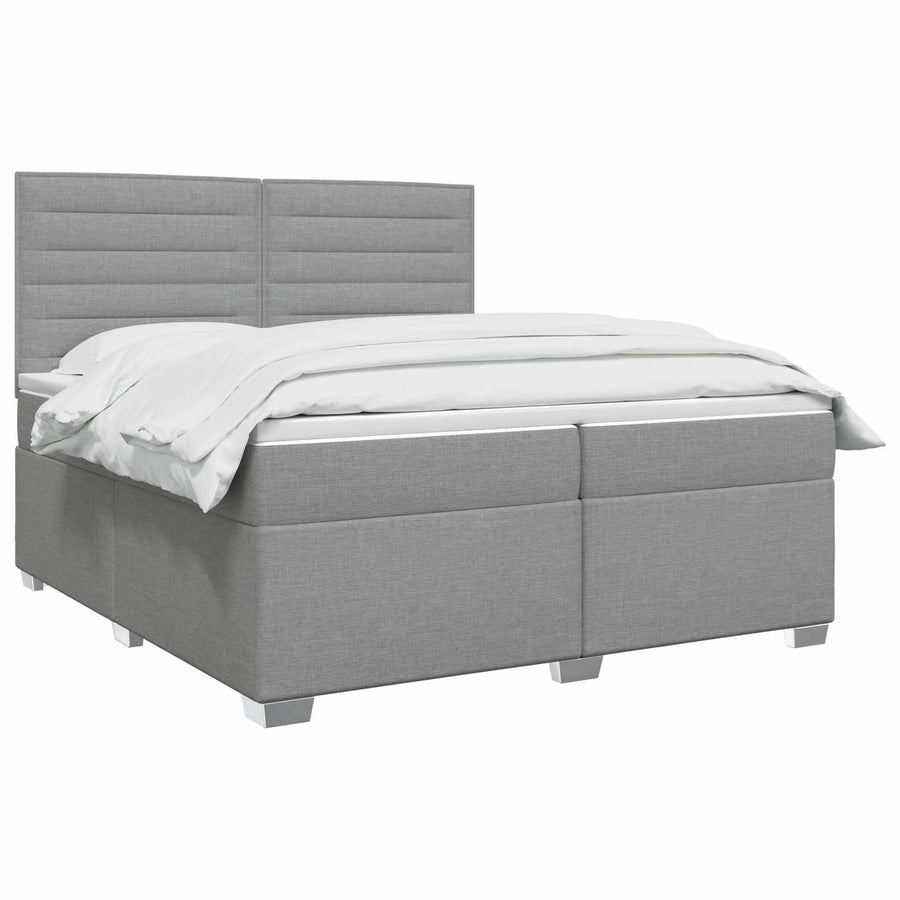 Boxspringbed met matras Lichtgrijs 200 x 200 cm Stof