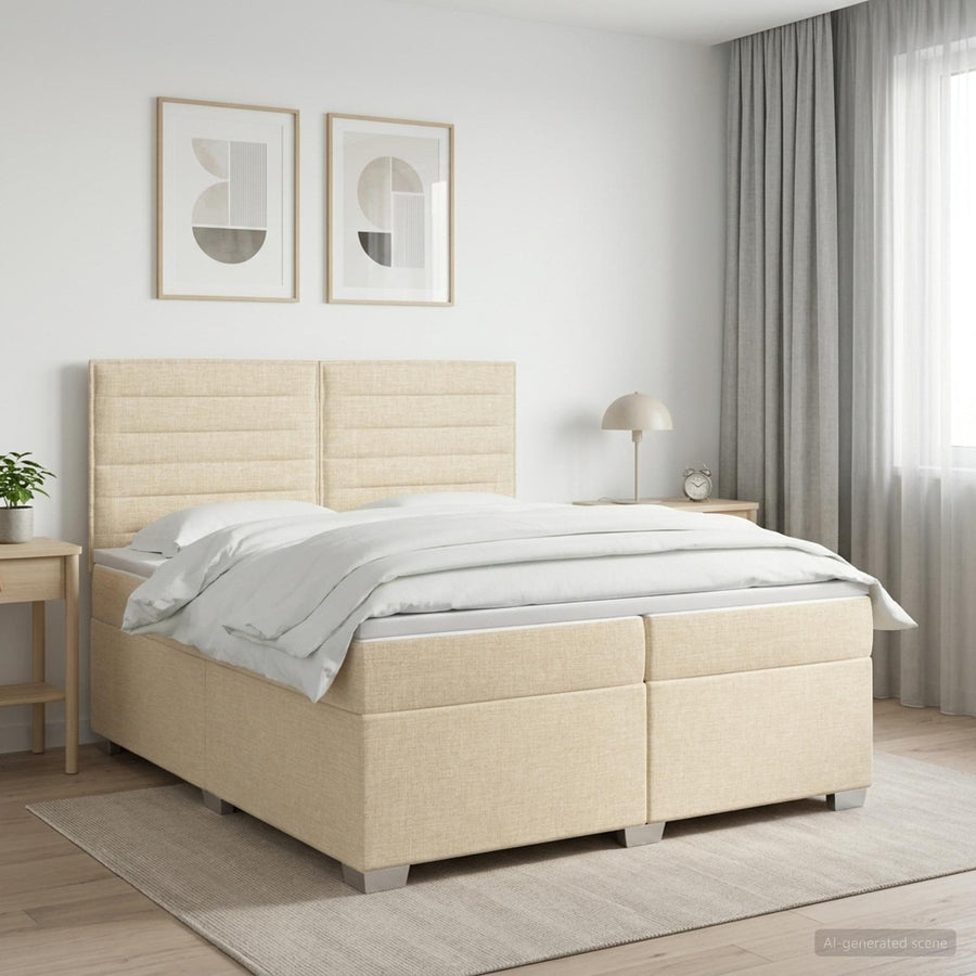 Boxspringbed met matras Crèmekleurig 200 x 200 cm Stof