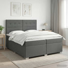 Boxspringbed met matras Donkergrijs 200 x 200 cm Stof