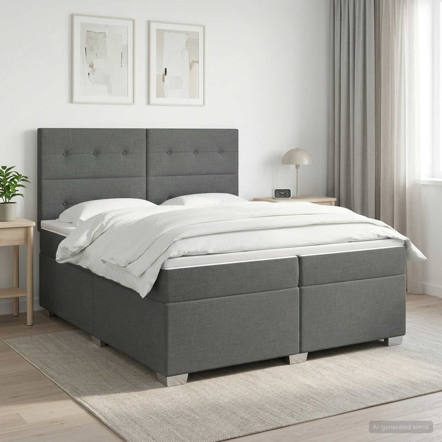 Boxspringbed met matras Donkergrijs 200 x 200 cm Stof