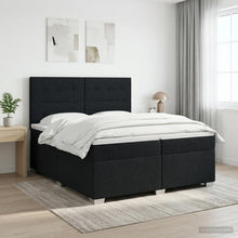 Boxspringbed met matras met hoofdeinde Zwart 200 x 200 cm Stof