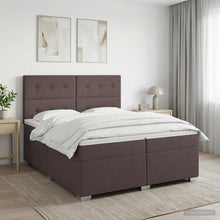 Boxspringbed met matras Donkerbruin 200 x 200 cm Stof