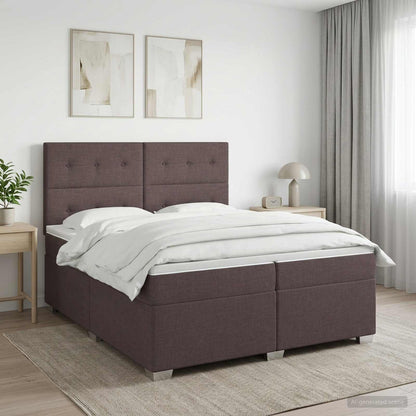 Boxspringbed met matras Donkerbruin 200 x 200 cm Stof