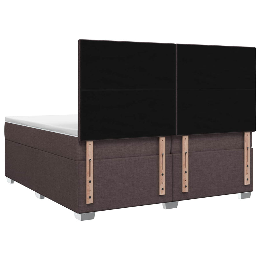 Boxspringbed met matras Donkerbruin 200 x 200 cm Stof