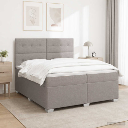 Boxspringbed met matras met hoofdeinde Taupe 200 x 200 cm Stof