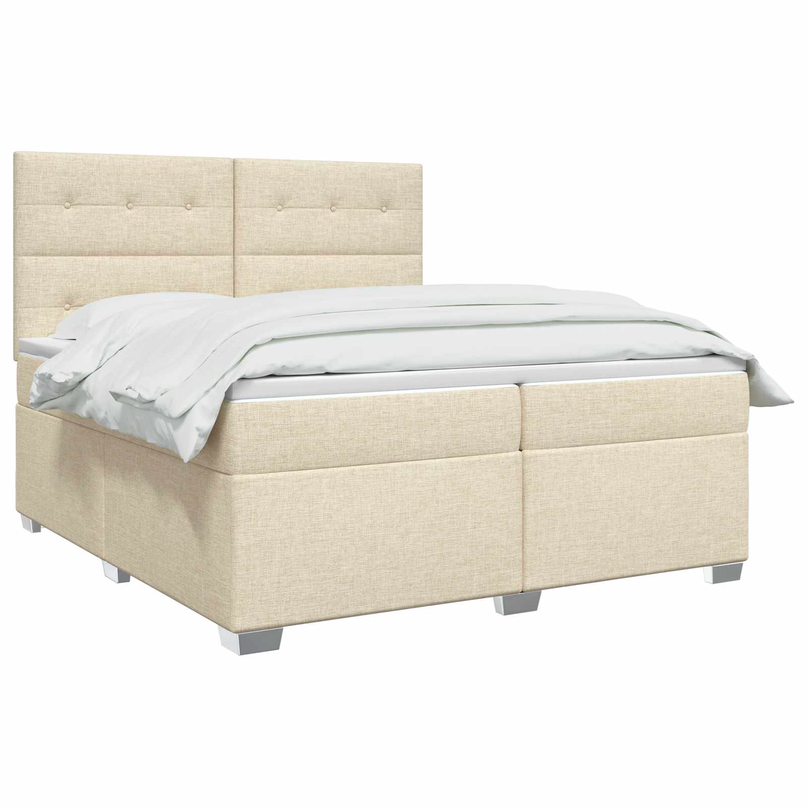 Boxspringbed met matras Crèmekleurig 200 x 200 cm Stof